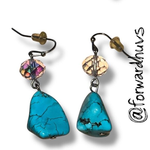 Bundle Sale 3 for $15 | Faux Turquoise Dangle Earrings - Picture 4 of 6